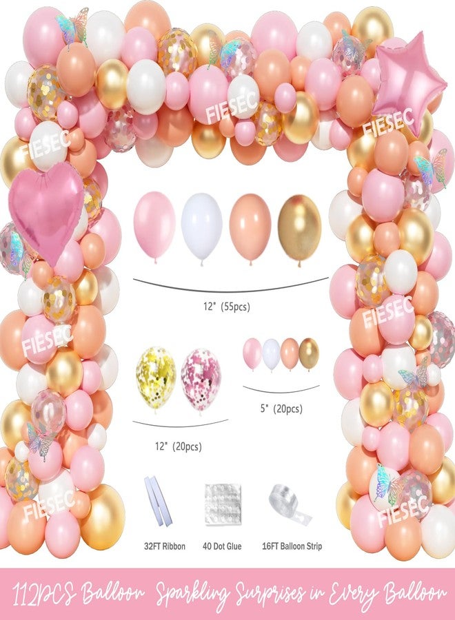 Fiesec Princess Birthday Party Decorations, Pink Princess Birthday Backdrop Balloon Garland Arch Banner Tablecloth Cake Cupcake Topper 3D Butterfly for Girls Pastel Floral Castle Party Supplies - Image 3
